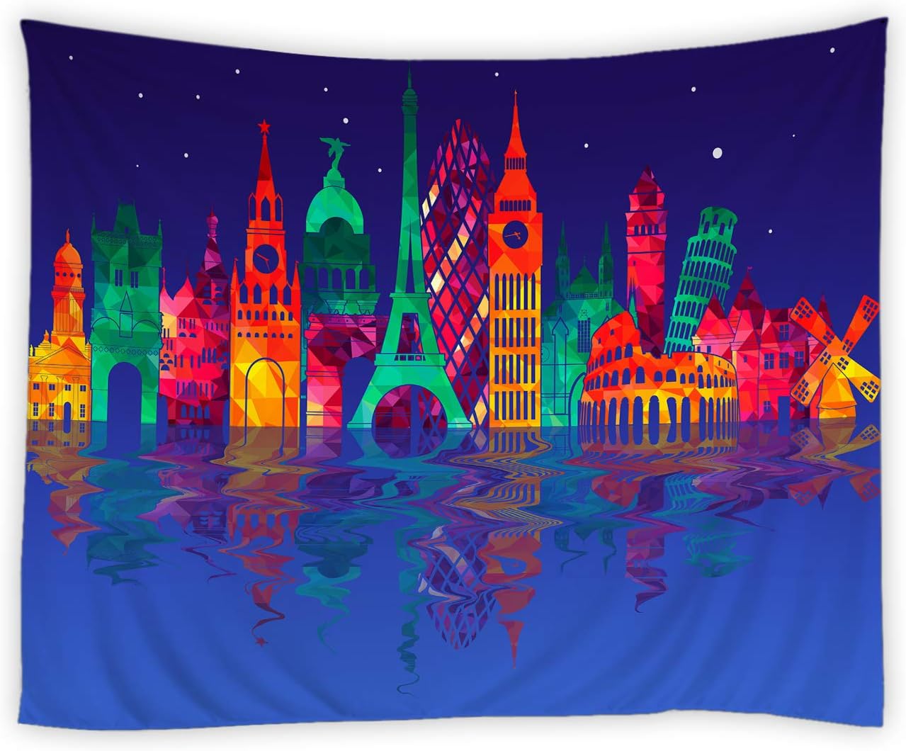 RAYLONZE Famous World Landmarks Tapestry Dazzling Building
