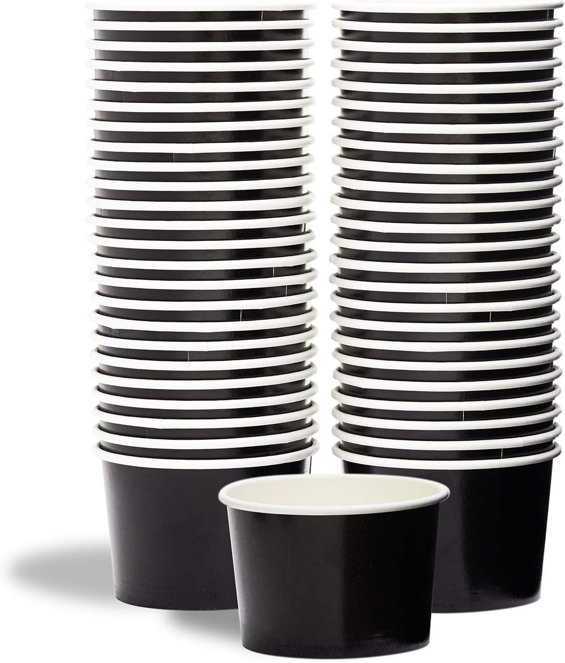 MATICAN Paper Ice Cream Cups - 50-Count 9-Oz Disposable Dessert Bowls for Hot or Cold Food, 9-Ounce Party Supplies Treat Cups for Sundae, Frozen Yogurt, Soup, Black