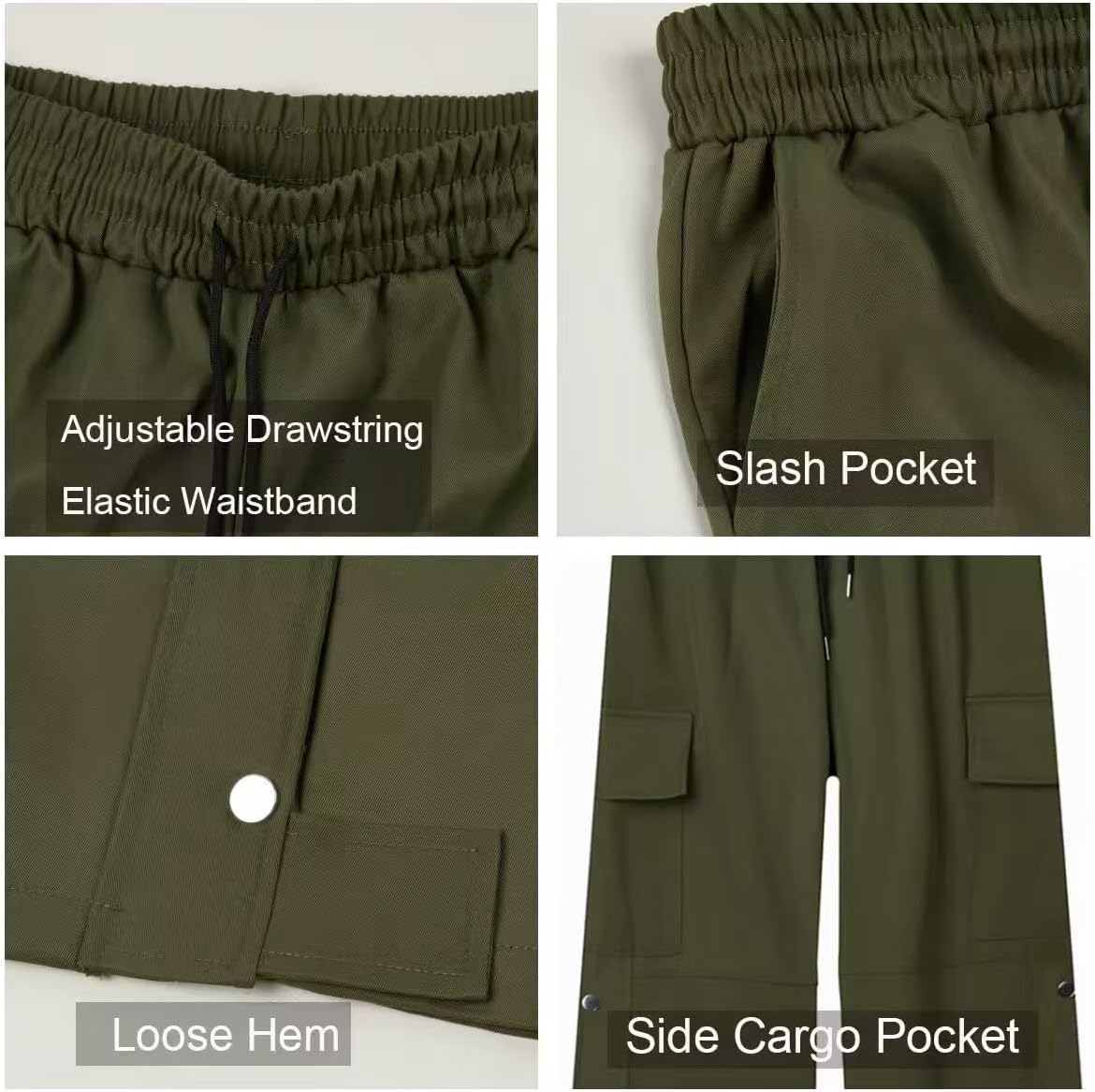 Men's Casual Cargo Pants Workout Joggers Lightweight Sweatpants Hiking Drawstring Tactical Pants with Multi Pockets