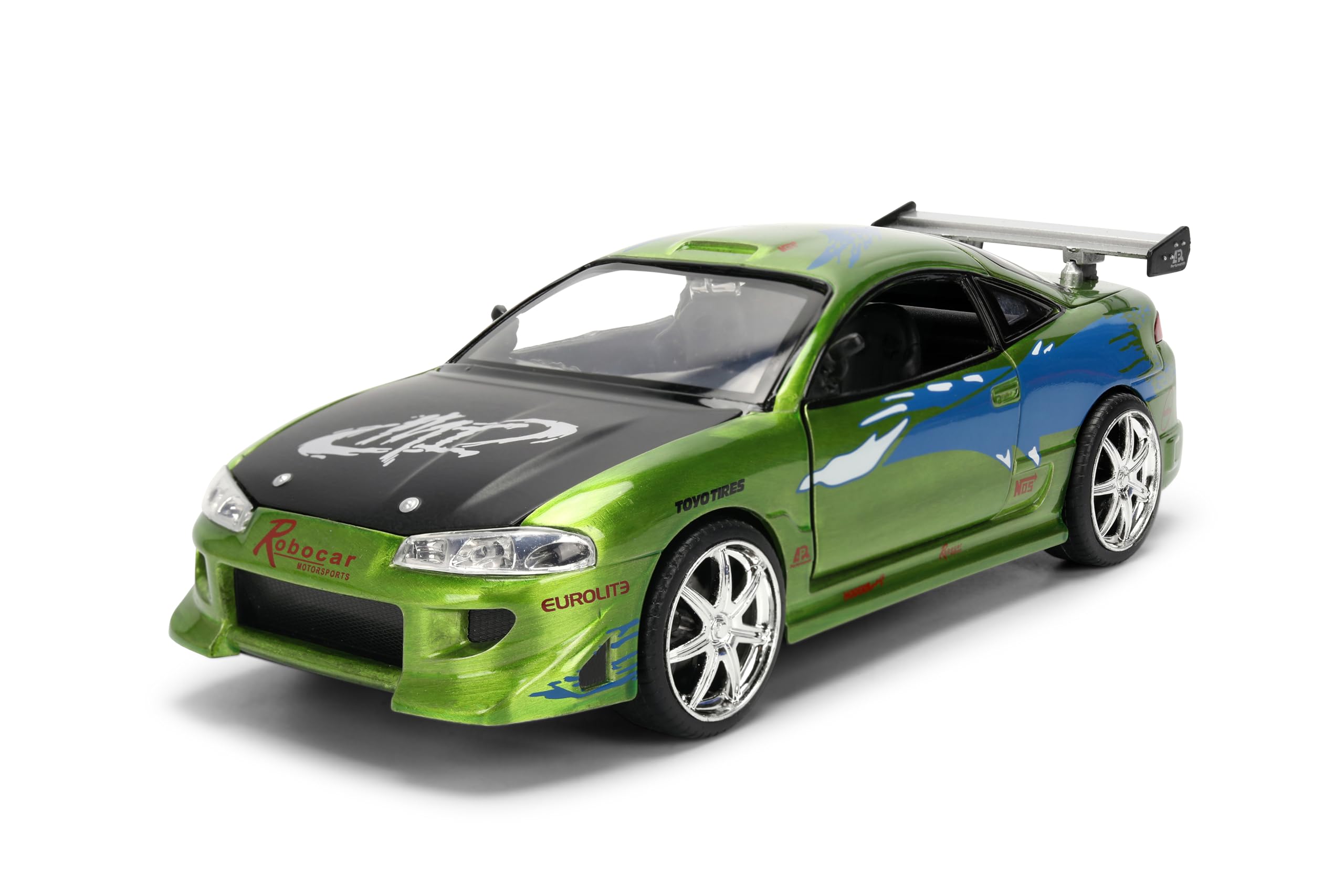 Jada Druckguss-Modellauto, kompatibel mit Fast & Furious 25th Anniversary Edition 1:24 Brians 1995, Mitsubishi Eclipse Pinsel, Farbe Finish