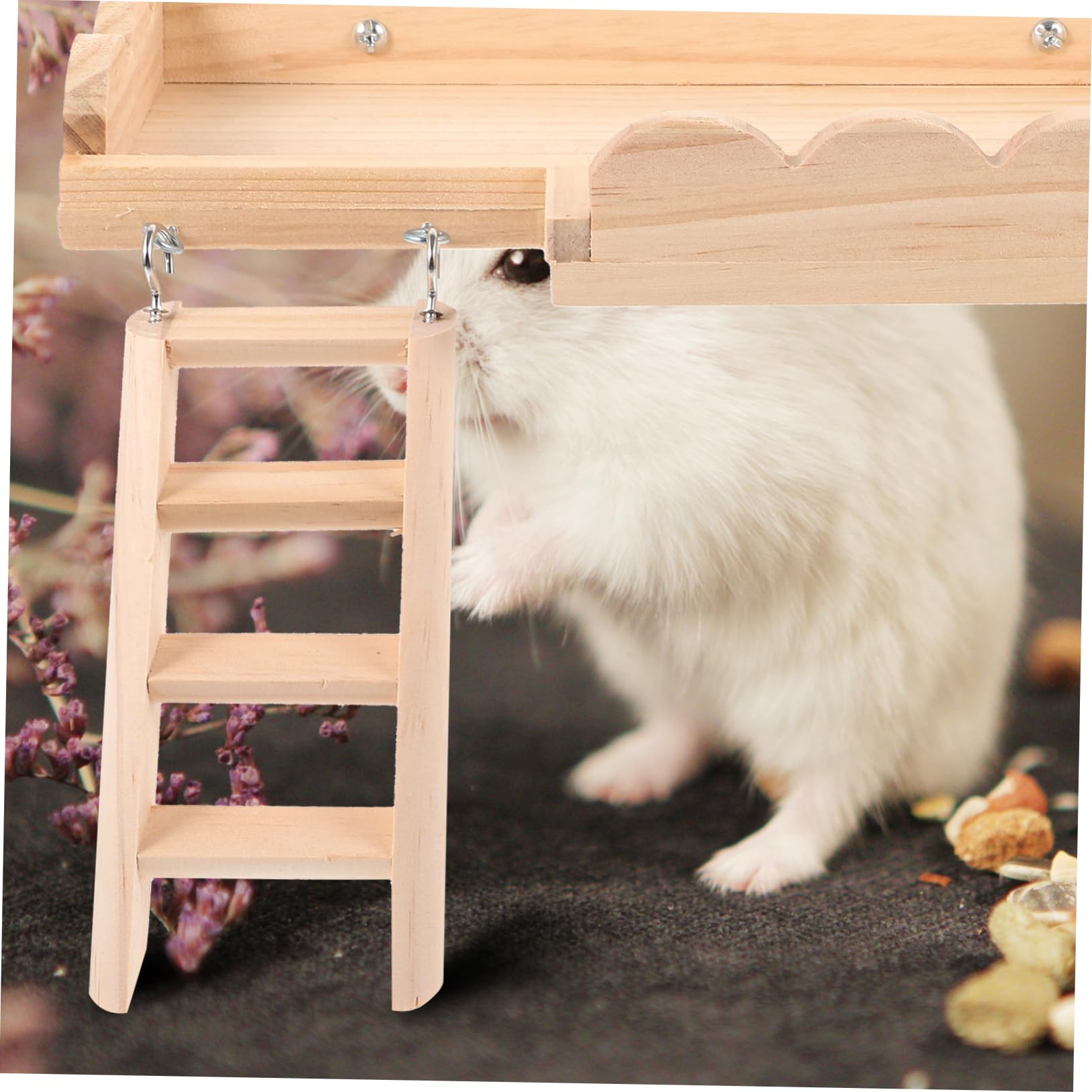 ibasenice Hamster Plattformspielzeug mit Glatten Kanten und Runder Form Inklusive Kletterleiter für Hamster Käfig als Spiel und Ruheplattform in Khaki