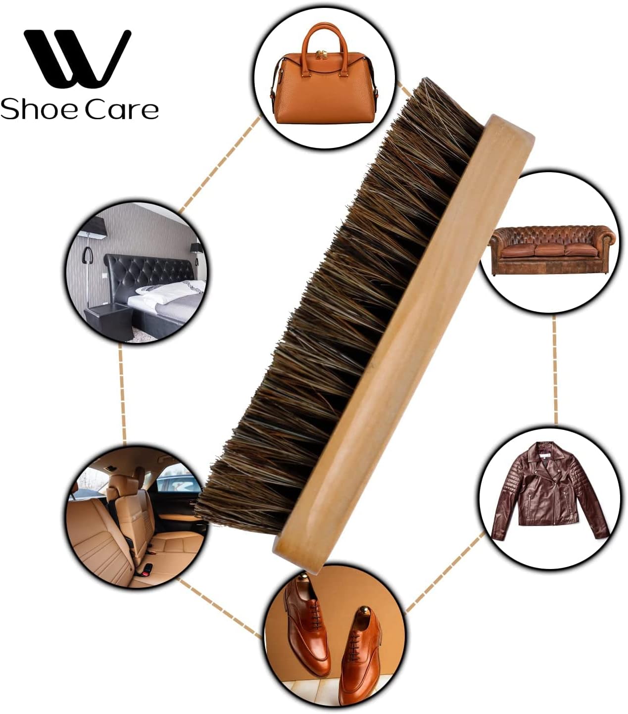 WBM Care Shoe Brush, Protects Leather from Scuffs and Scratches, Best for All Kind of Leather Surfaces, Shoe Cleaner, Horsehair Boot Brush, Pack of 2 (6308A-2PCS) : Everything Else