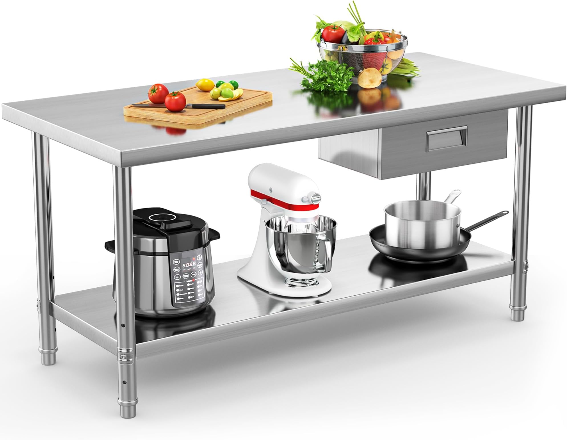 Amazon.com: tonchean Stainless Steel Table Kitchen Prep & Work Table ...