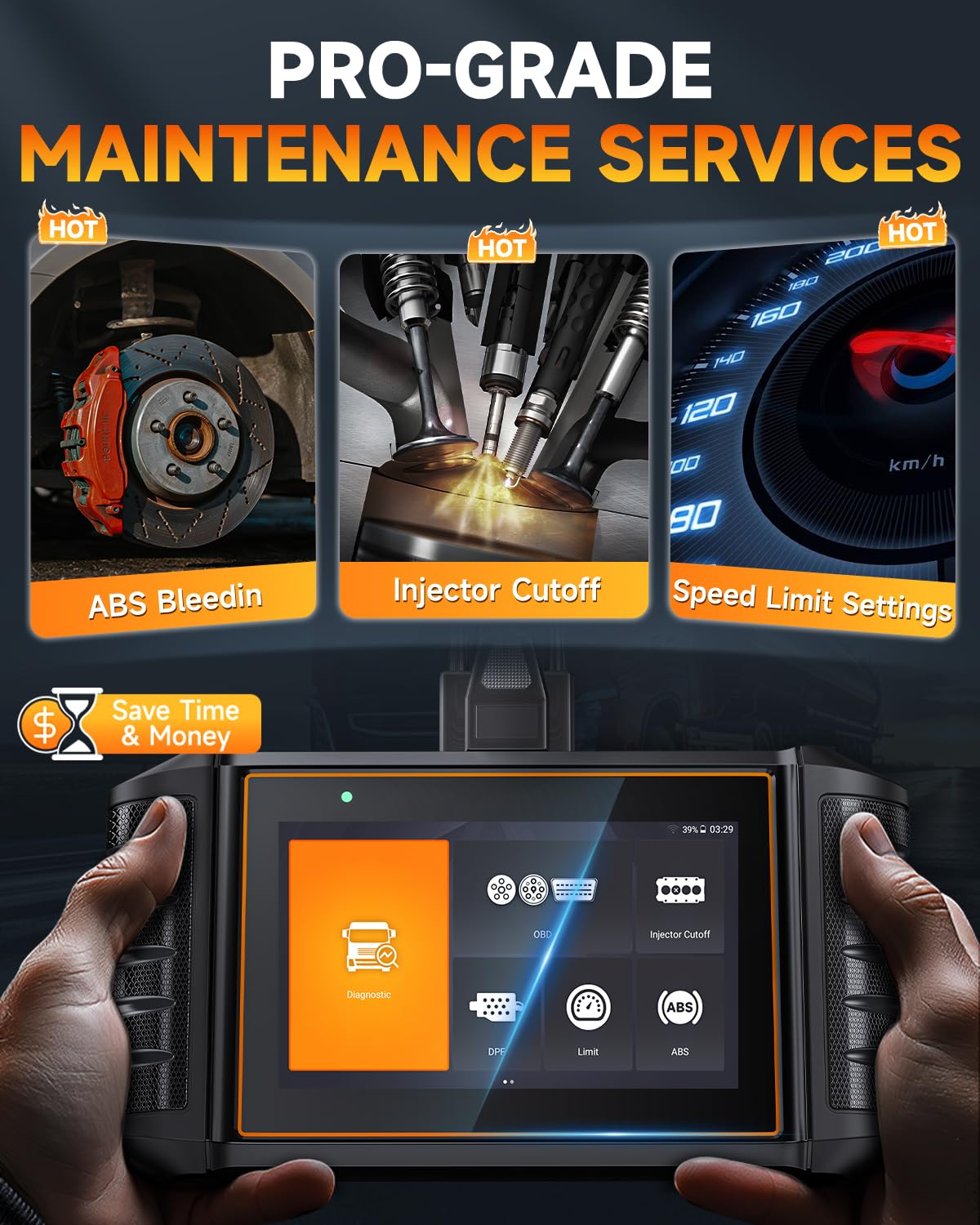 FOXWELL HD500 - Scanner per camion per impieghi gravosi - scanner diesel con regolazione DPF Regen/taglio iniettore/limite, strumento di scansione diagnostica completo per Cummins, Detroit