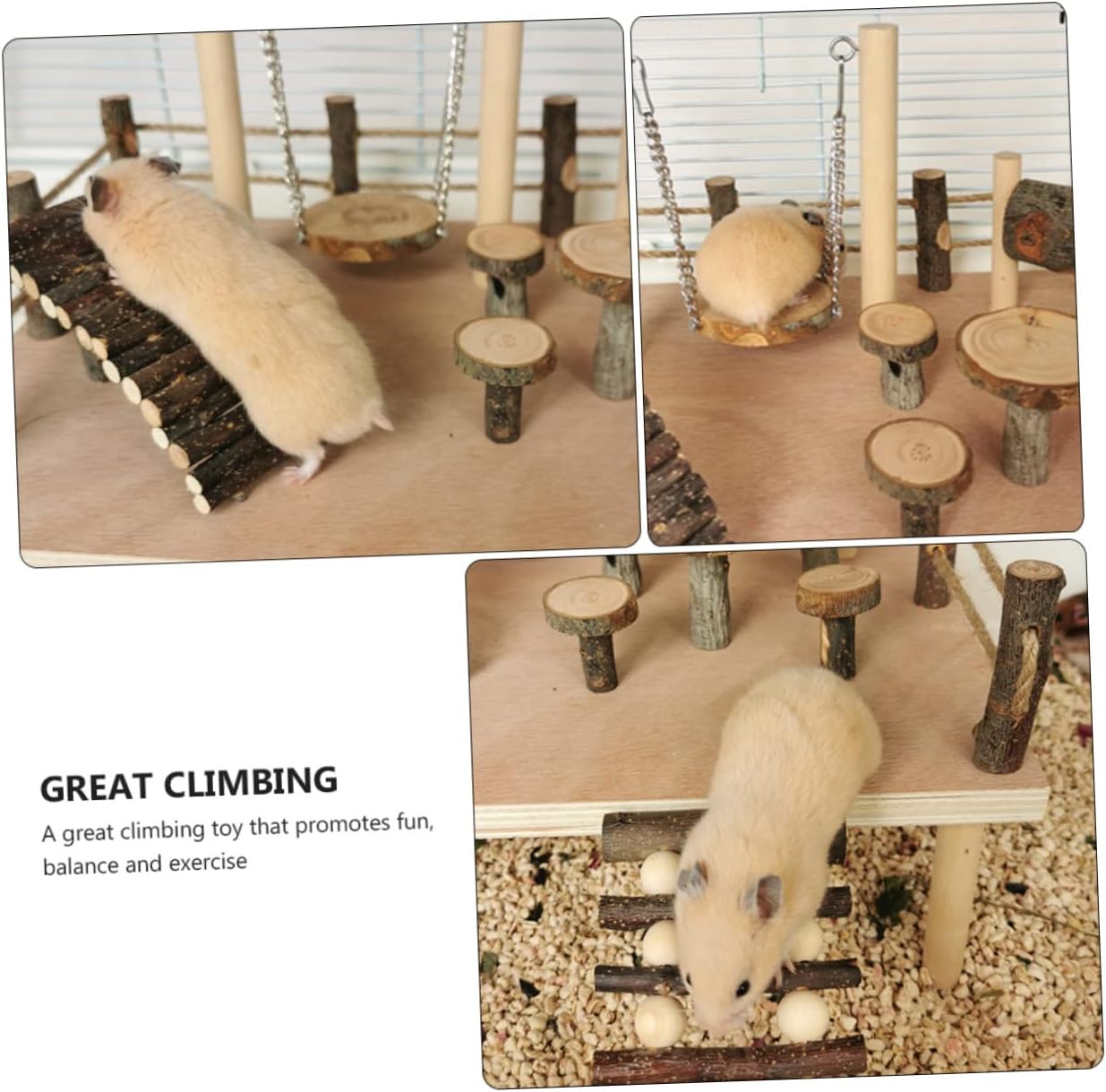 NOLITOY Wooden Climbing Ladder Toy for Animals Hamster Plaything for Mice Gerbils and Parrots Encourages Exercise and Coordination