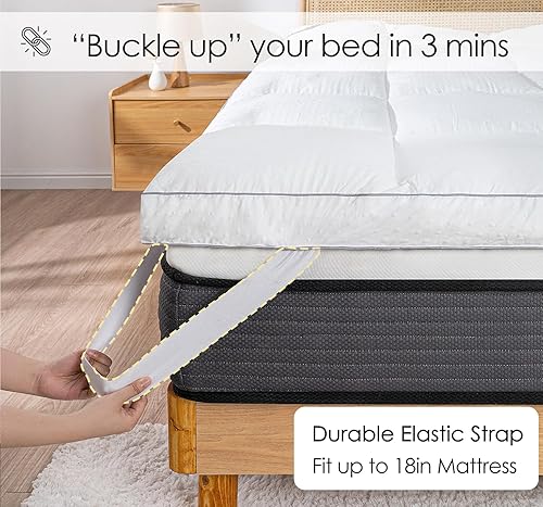 Miniatura 5 de Marine Moon Cubrecolchón tamaño Queen, cubierta de almohada extragruesa, refrescante y afelpada, relleno alternativo de plumón 7D, suaviza la cama