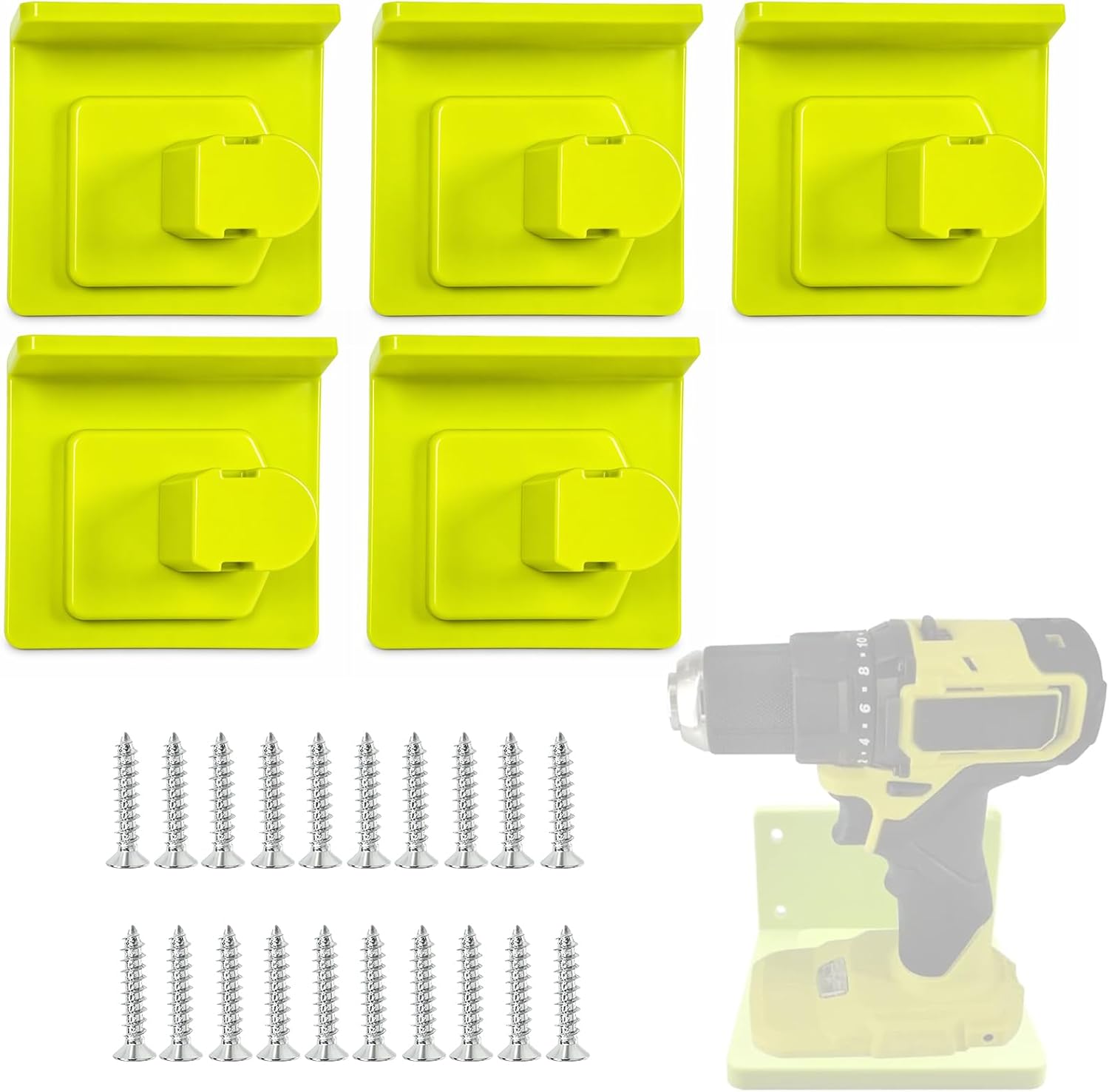 5PC Tool Holder Wall Mount+5PC Battery Mount Organizer for Ryobi 18V ONE+ Tools & 18V Battery, Tool Organizer Battery Wall Mount Rack for Ryobi 18v Tool Battery - for Workshop Garage Pegboard Car view 8