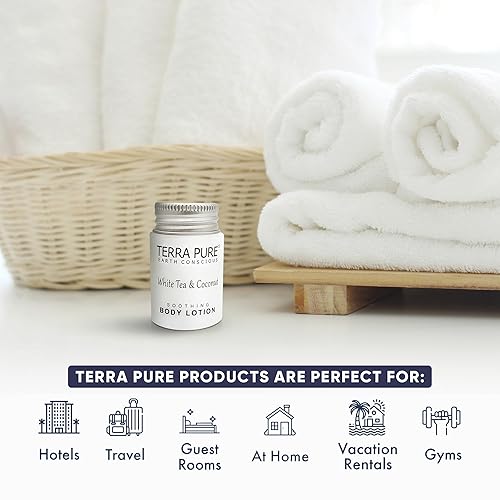 Miniatura 2 de Terra Pure White Tea  Coconut Lotion Travel Size Hotel Amenities 1 oz Caja de 100