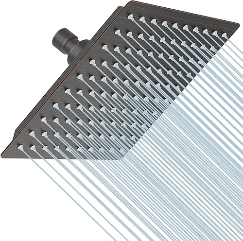 Miniatura 86 de BESy - Cabezal de ducha efecto lluvia cuadrado, de acero inoxidable de alta presión, de 1/16”, ultra fino, cobertura de cuerpo completo con boquilla