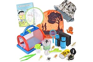 ESSENSON Outdoor Kids Bug Catcher Kit with Binoculars, Compass, Magnifying Glass, Critter...