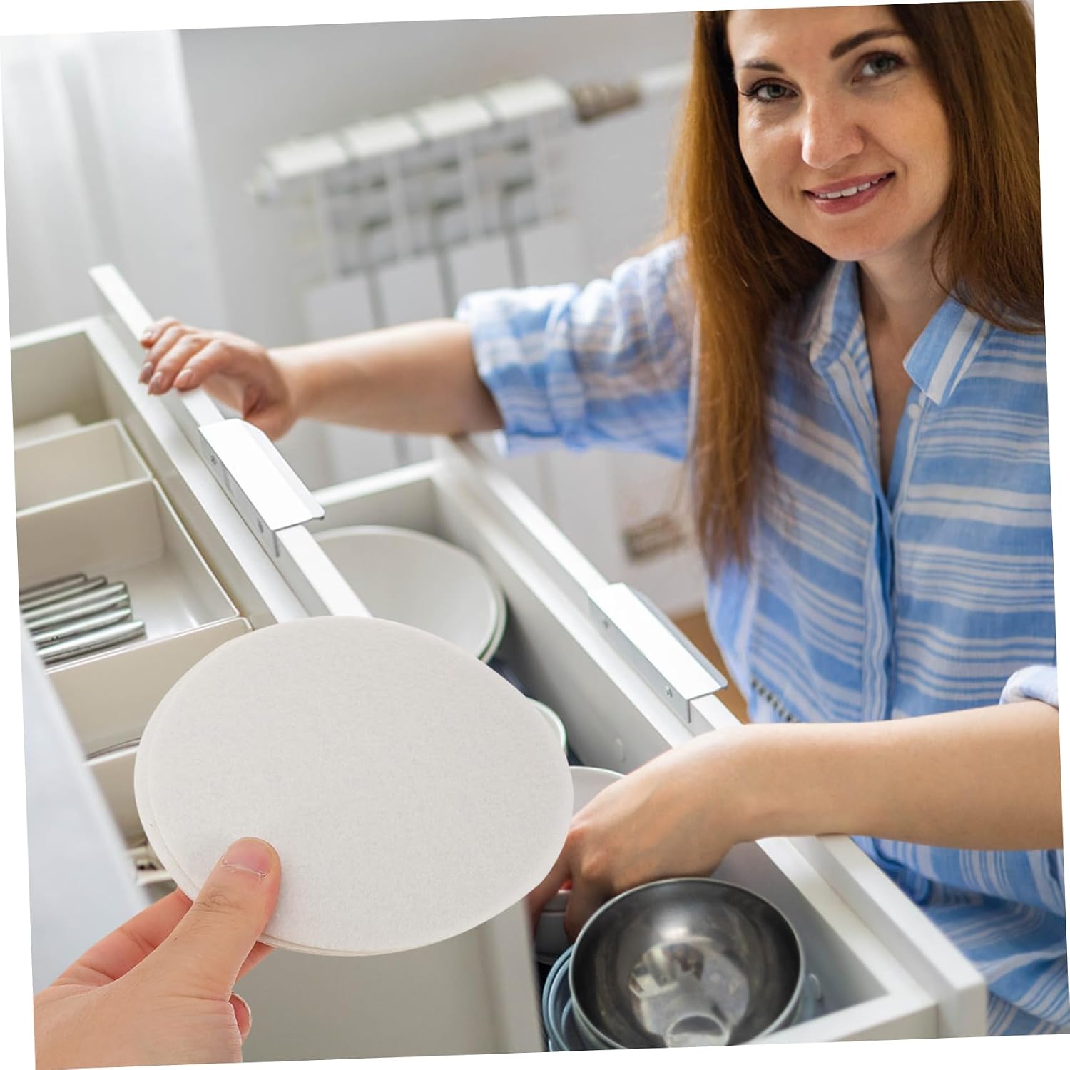 30pcs Round Felt Dish Dividers Protects Plates and Cookware from Scratches Washable for Ceramic and Porcelain Storage