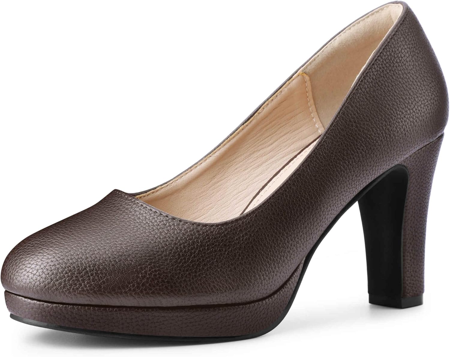 Allegra K Women's Round Toe Chunky Heel Platform Pumps