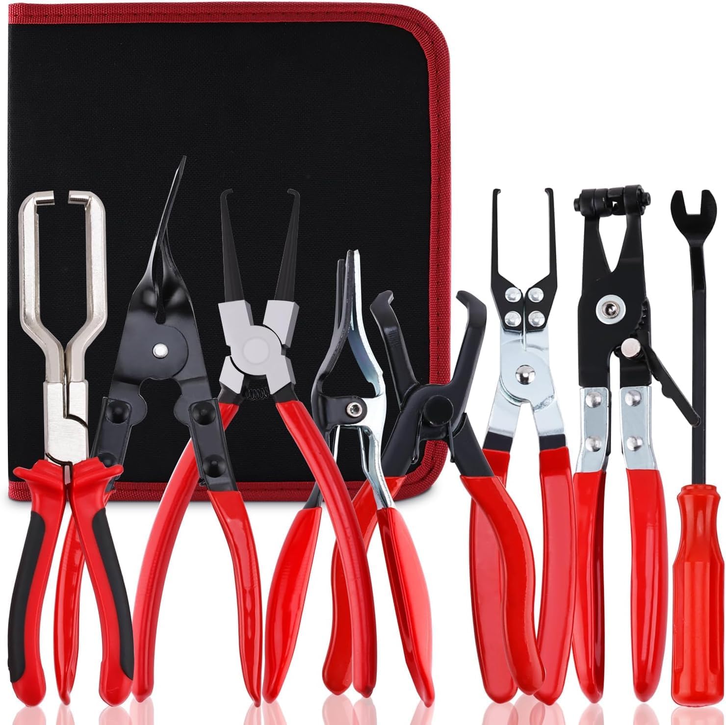 8MILELAKE 8Pcs Fuel Line Disconnect Plier Set, Fuel Line Hose Clamp Removal Pliers, Electrical Disconnect, Push Pin Tools, Relay Puller, Panel Clip Remover & Filter Caliper