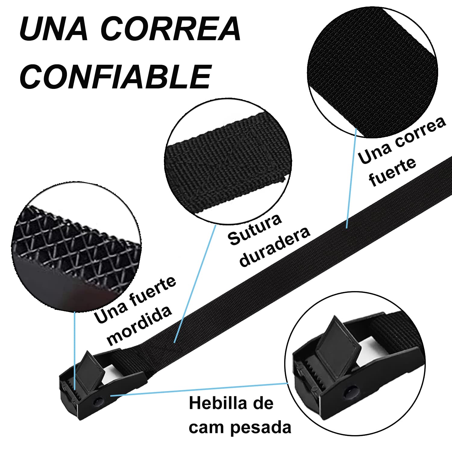 Correas tensoras mejoradas, 1 m, 4 unidades, poliéster de alta calidad, cierre de zinc, práctico para bicicletas, piezas pequeñas, uso diario