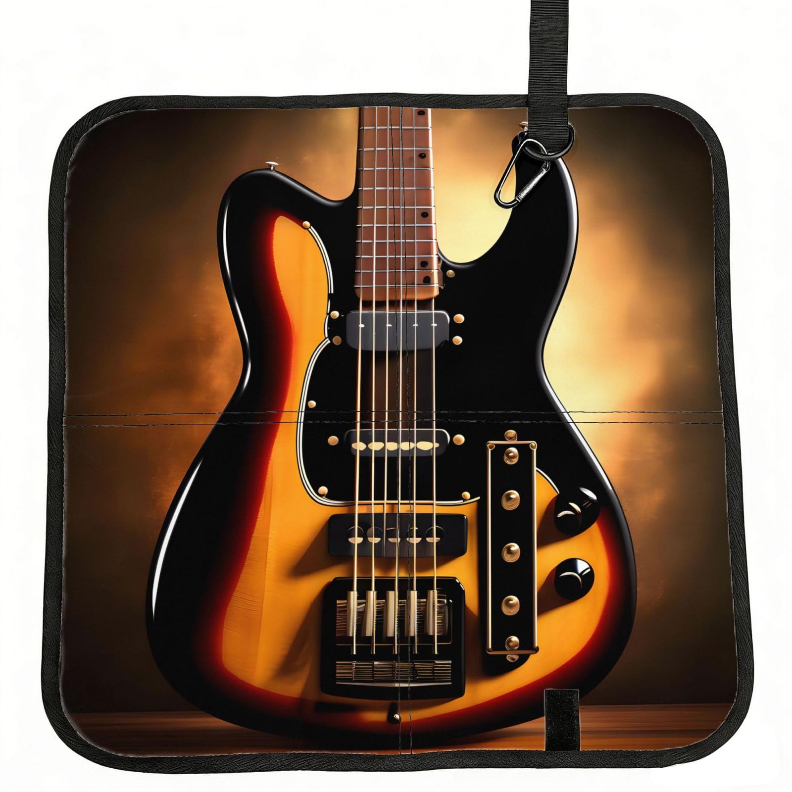 MROWYC Instrumental Guitar Printed Foldable Seat Cushion - Portable with Carabiner, for Stadium, Camping, Hiking