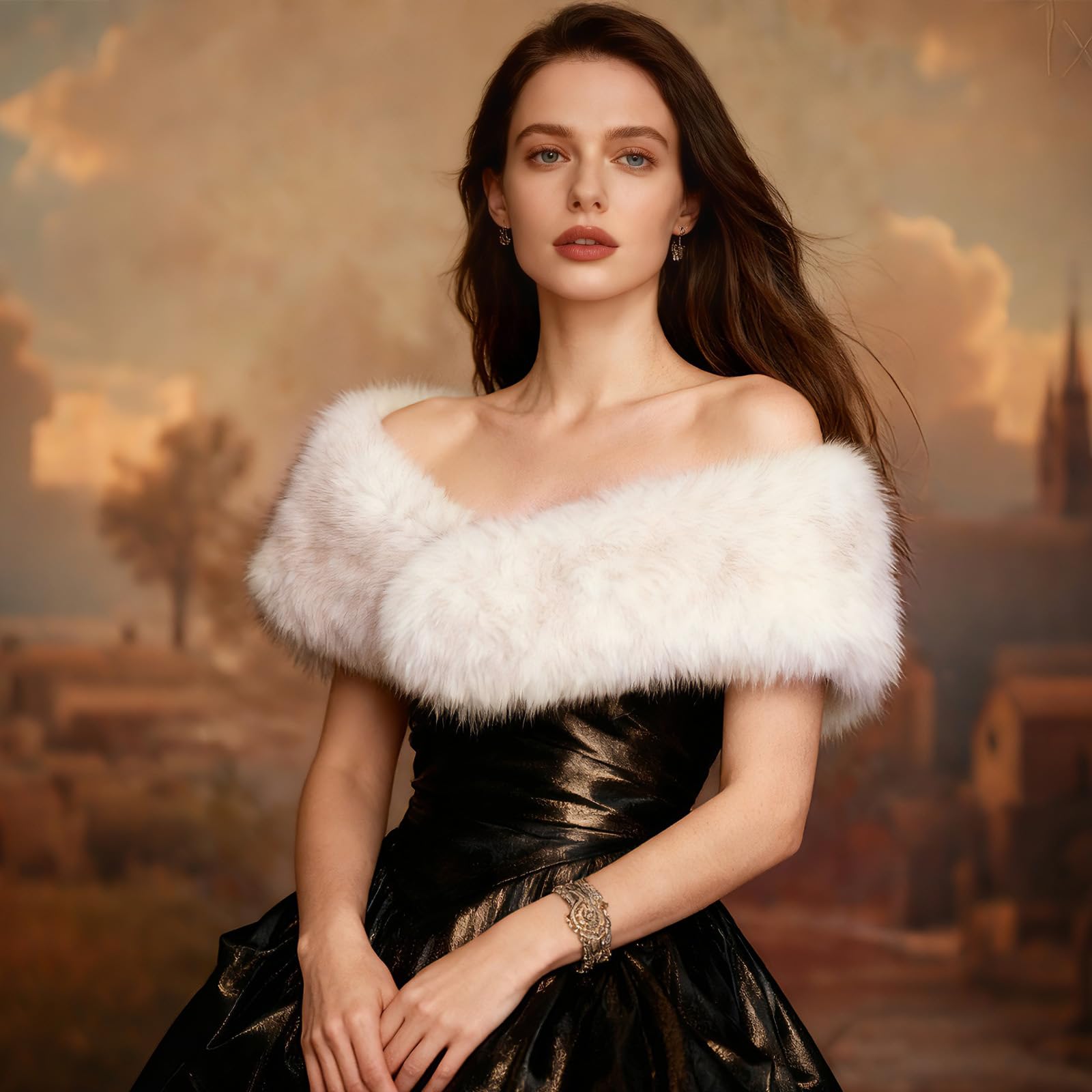 XEPST Châle en fausse fourrure pour femme, écharpe en fausse fourrure pour femme, écharpe enveloppante blanche pour l'hiver, écharpe duveteuse