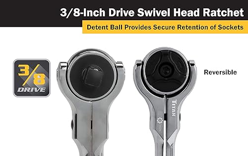 Miniatura 3 de Titan 11076 Trinquete de cabeza giratoria de 72 dientes de 38 pulgadas x 8-34 pulgadas