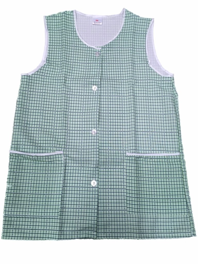 Ladies Classic Dogtooth Pattern Tabard Overall with Front Button Fastening / 5 Colours / 6 Sizes (UK 20/22 (XOS), Green)
