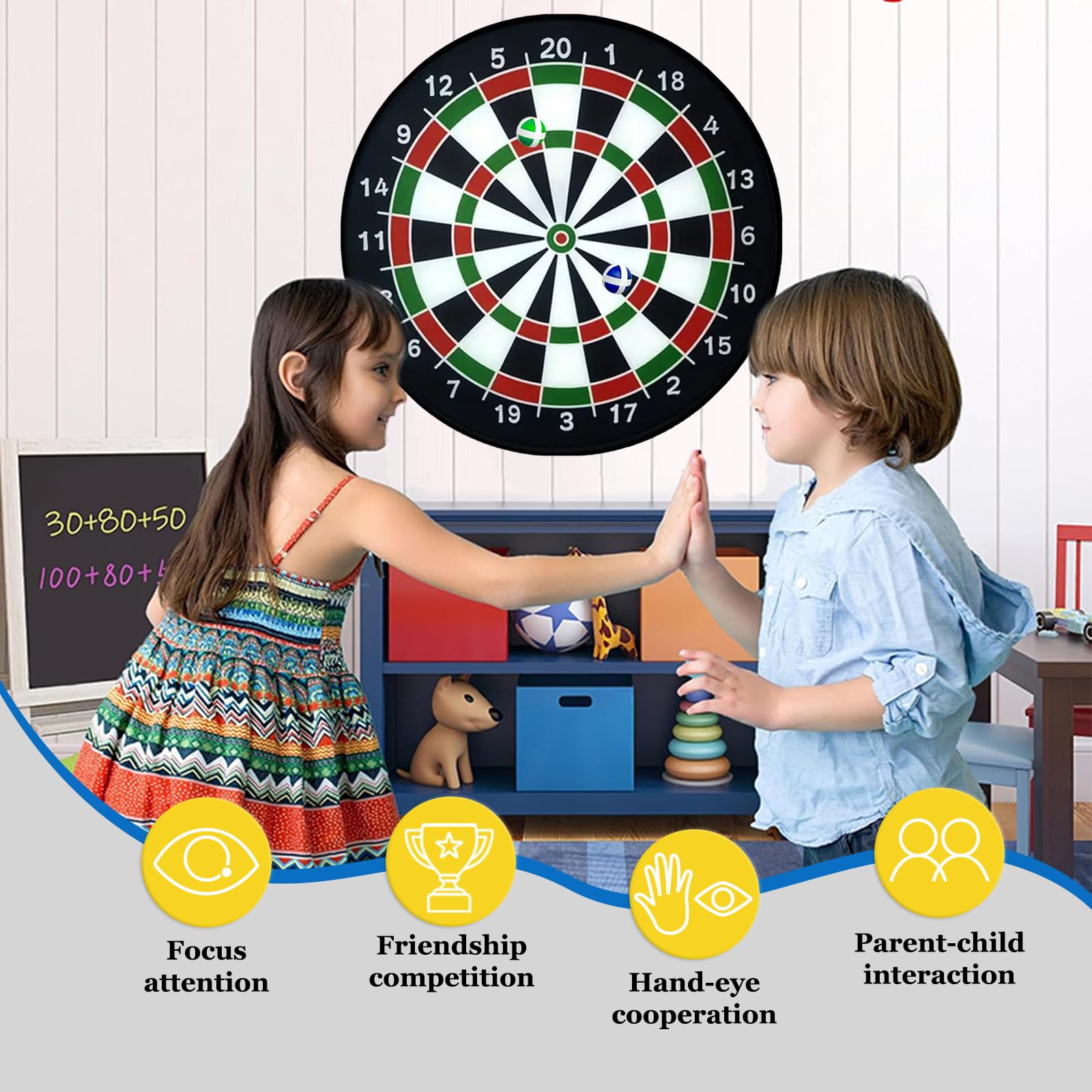 26"/66cm Diana de Dardos para niños, Tablero de Dardos de un Solo Lado,Regalos para Fiestas de diversión Deportiva en Interiores/Exteriores para niños 3-12 niños y niñas de 10 años — view 6