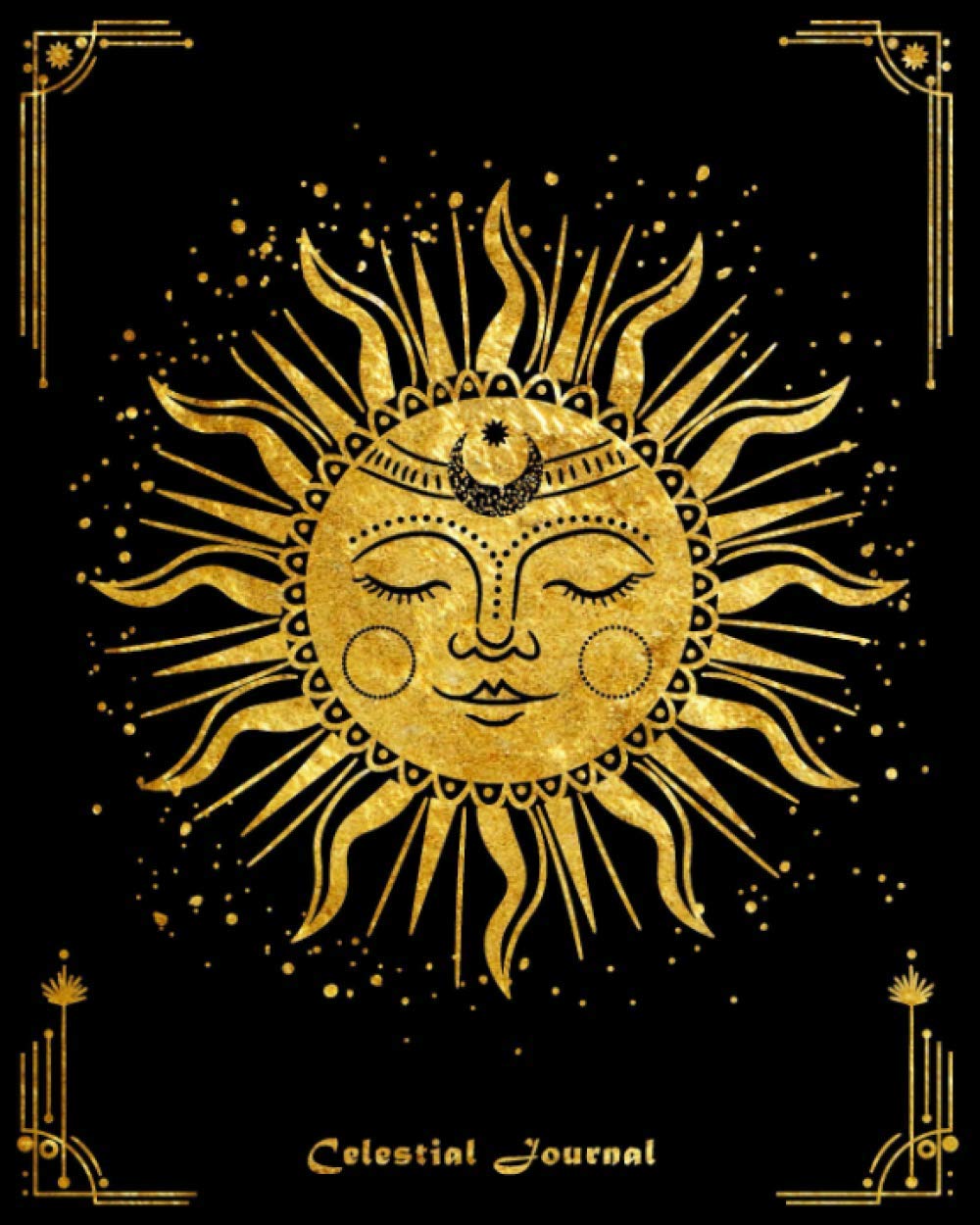 Celestial Journal: Sun and Moon Composition Notebook College Ruled, Celestial Notebook, Boho Diary | Galaxy Constellations | Notebook for Sun and Moon lovers |Black Golden Matte Finish Cover