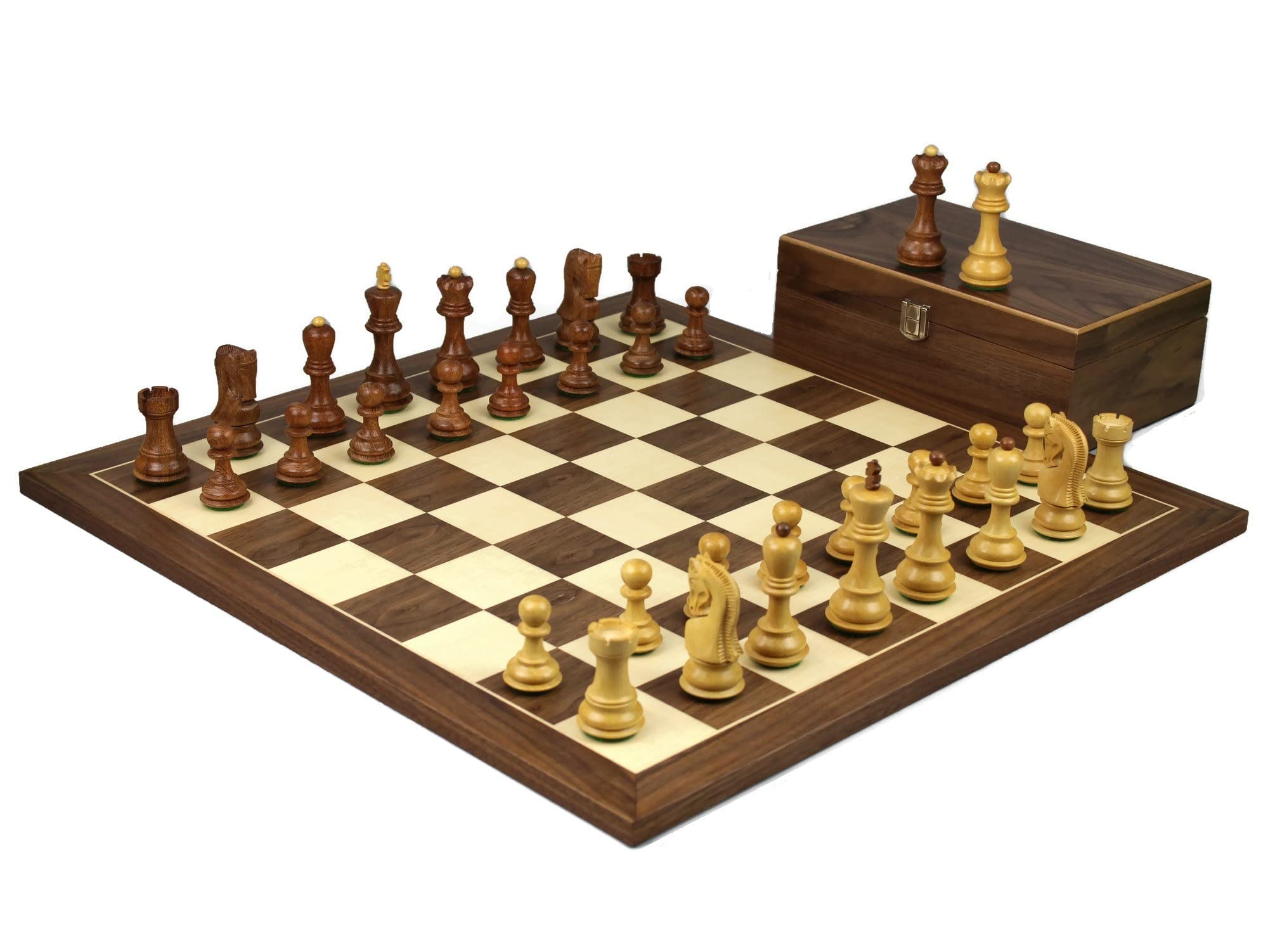 Set di scacchi in legno con tavola in noce da 20 pollici pesata Sheesham Zagreb Staunton pezzi da 3,75 pollici