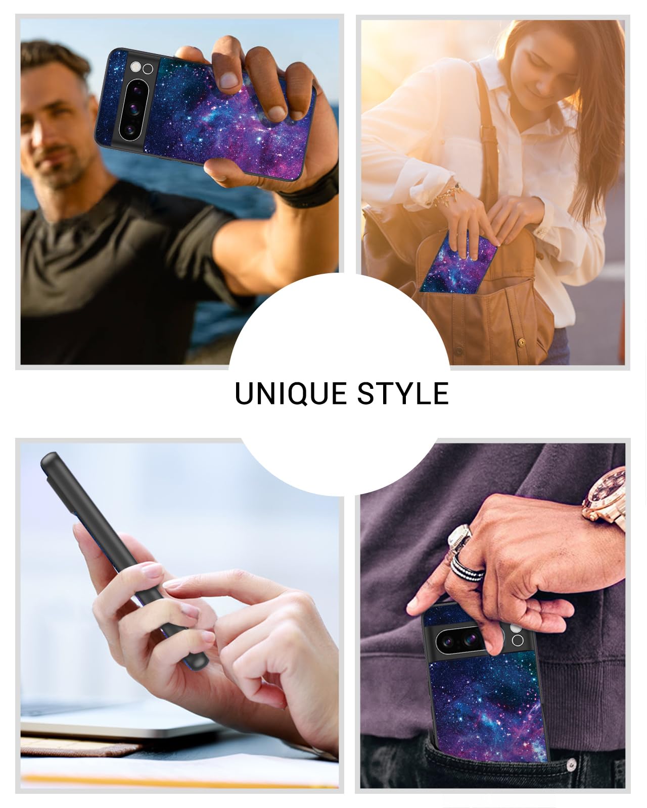 DOMAVER Google Pixel 8 Pro Hülle – Leuchtet Im Dunkeln, Nebula Muster, Blau | Schlanke Schutzhülle Mit Gutem Grip