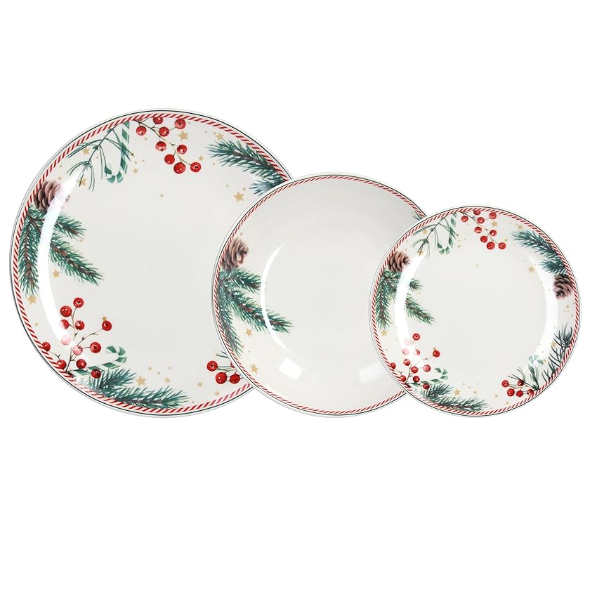 Tognana Candy Christmas, Servizio piatti 18 pezzi, porcellana, Bianco
