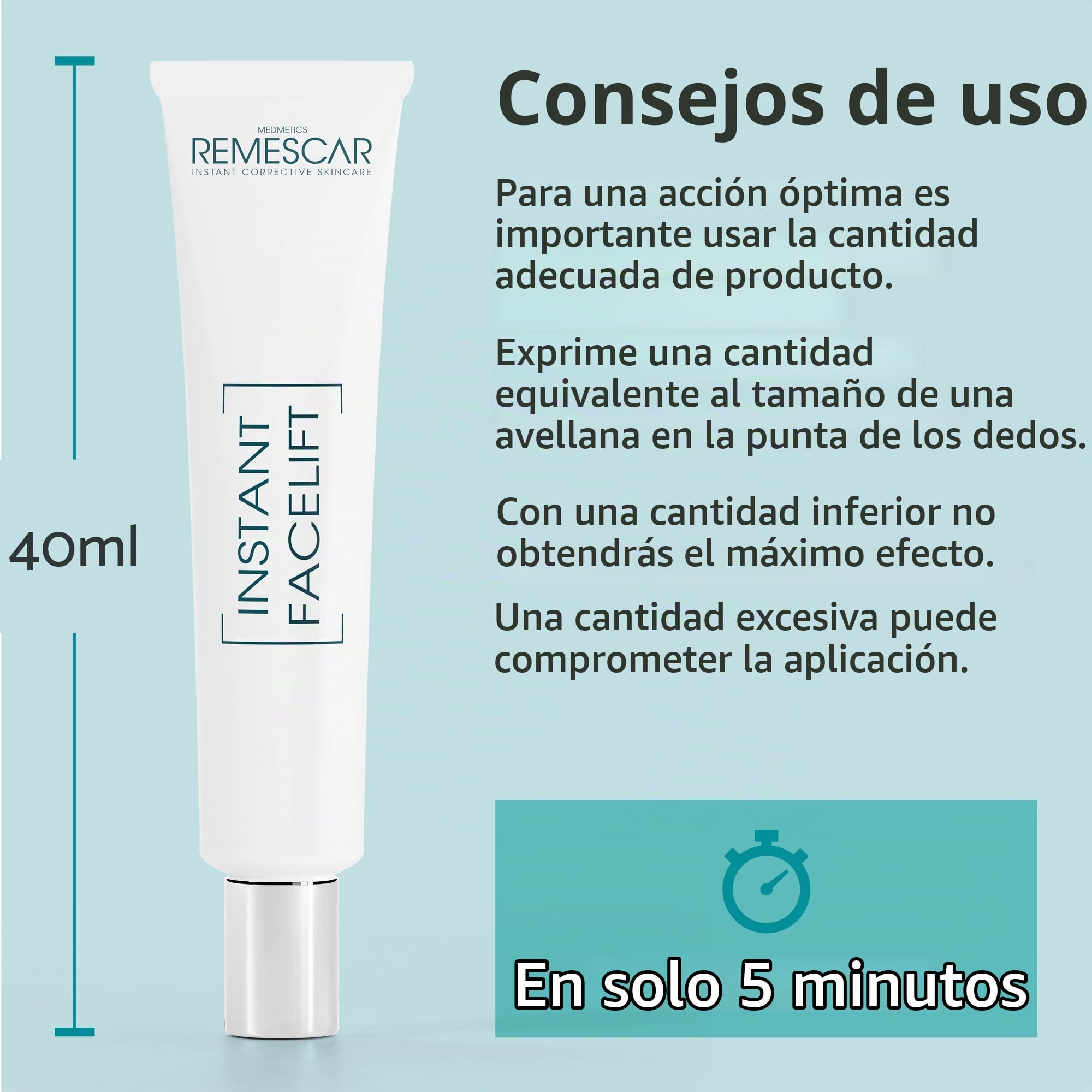 Remescar Lifting Instantáneo Rostro 40 ml – Hasta 45 Aplicaciones – Reafirma y Eleva el Óvado Facial en 5 Minutos – Crema Hidratante con Colágeno (Paquete de 2)