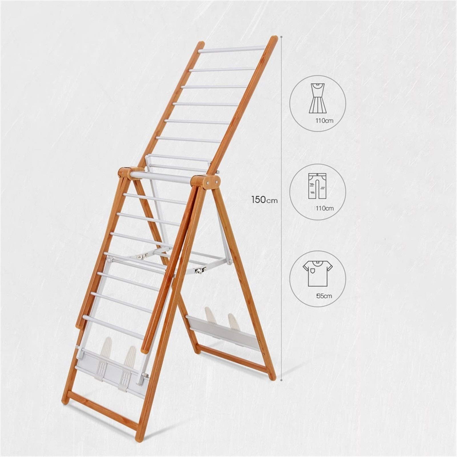 Aiaoi Tendedero, Tendedero Plegable Madera + Aleación De Aluminio Extra Grande Estilo Europeo Sencillo (Color : Madera, tamaño : Pequeño)