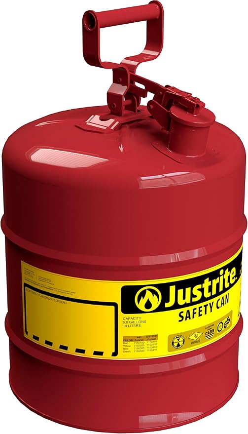 Justrite 5 Gallon Type I Red Safety Gas Can for