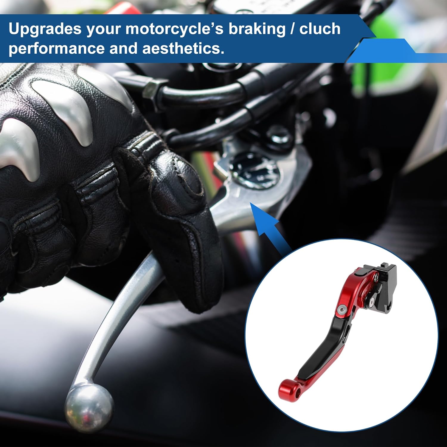 Short Long Brake Clutch Levers for Kawasaki NINJA650R 2009-2016 Adjustable Motorcycle Handlebar Brake Lever Aluminum Alloy Red Head Black Handle