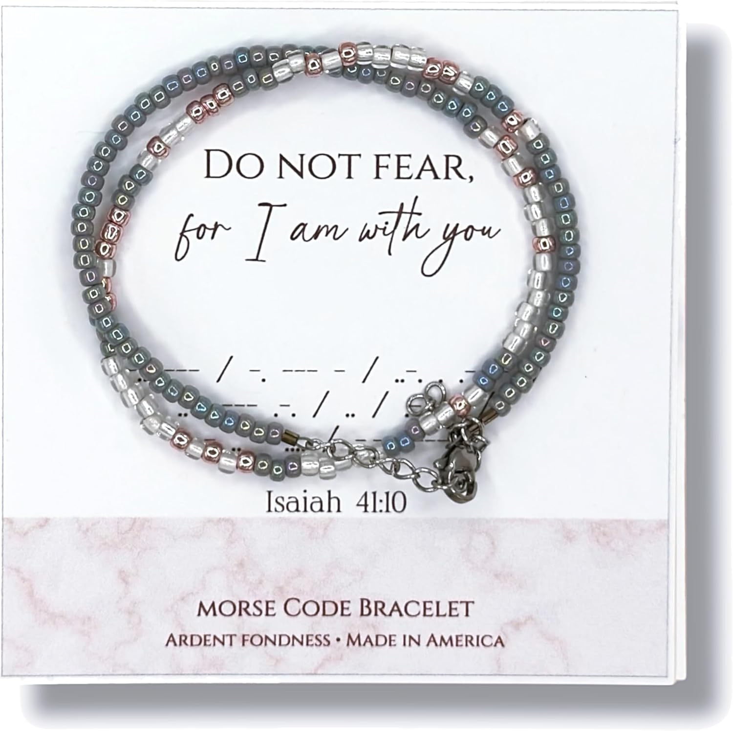 Do Not Fear For I Am With You Morse Code Wrap Bracelet for Christian Women Isaiah 41:10, Inspirational Religious Jewelry for Her, Unique Graduation Gift, Bible Verse Scripture Adjustable