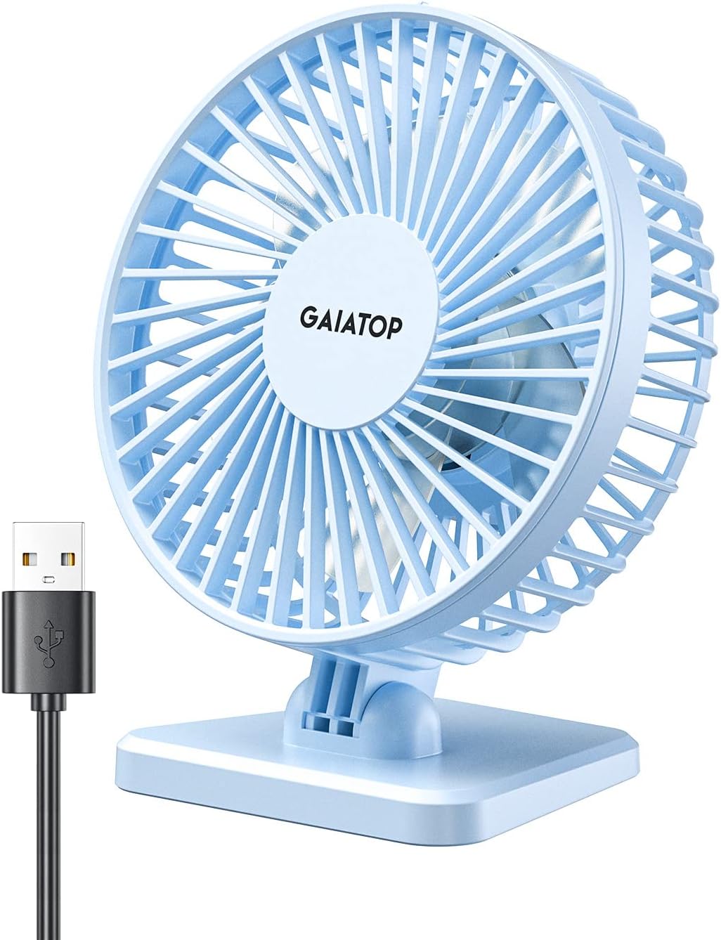 Gaiatop USB Desk Fan, Small But Powerful, Portable Quiet 3 Speeds Wind