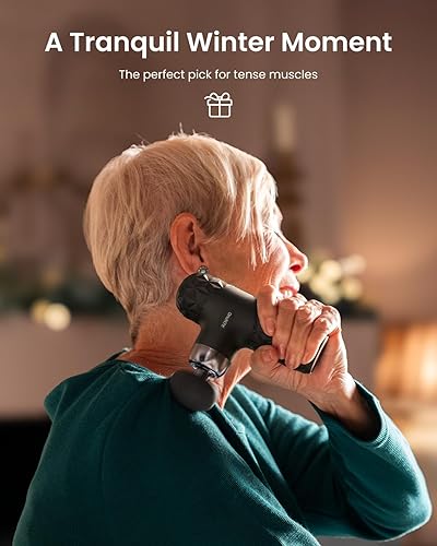 Miniatura 2 de RENPHO Mini pistola de masaje térmico con calor, masajeador portátil de percusión de tejido profundo, mangas de silicona de color, tamaño de viaje