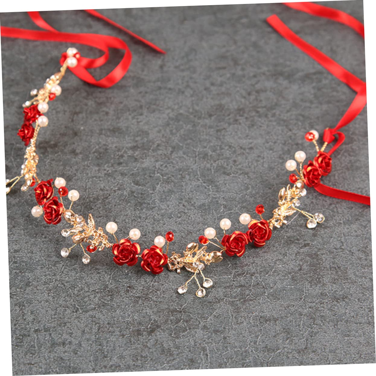 Beaupretty 5piezas Diadema Floral Roja Para Novia Accesorios De Cabello Elegantes Para Bodas Fiestas y Eventos Especiales Diseño Delicado y Brillante Fácil De Llevar