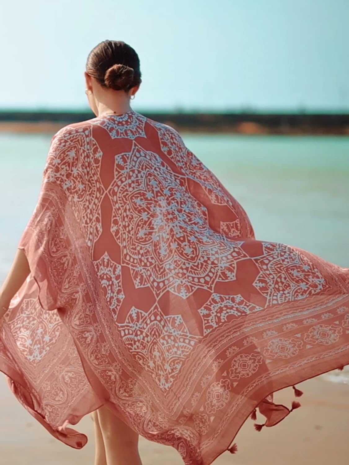 Breezy Lane Women's Kimono Cardigan Summer Swimsuit Coverups Beach Cover Up with Floral Print for Vacation - Image 4