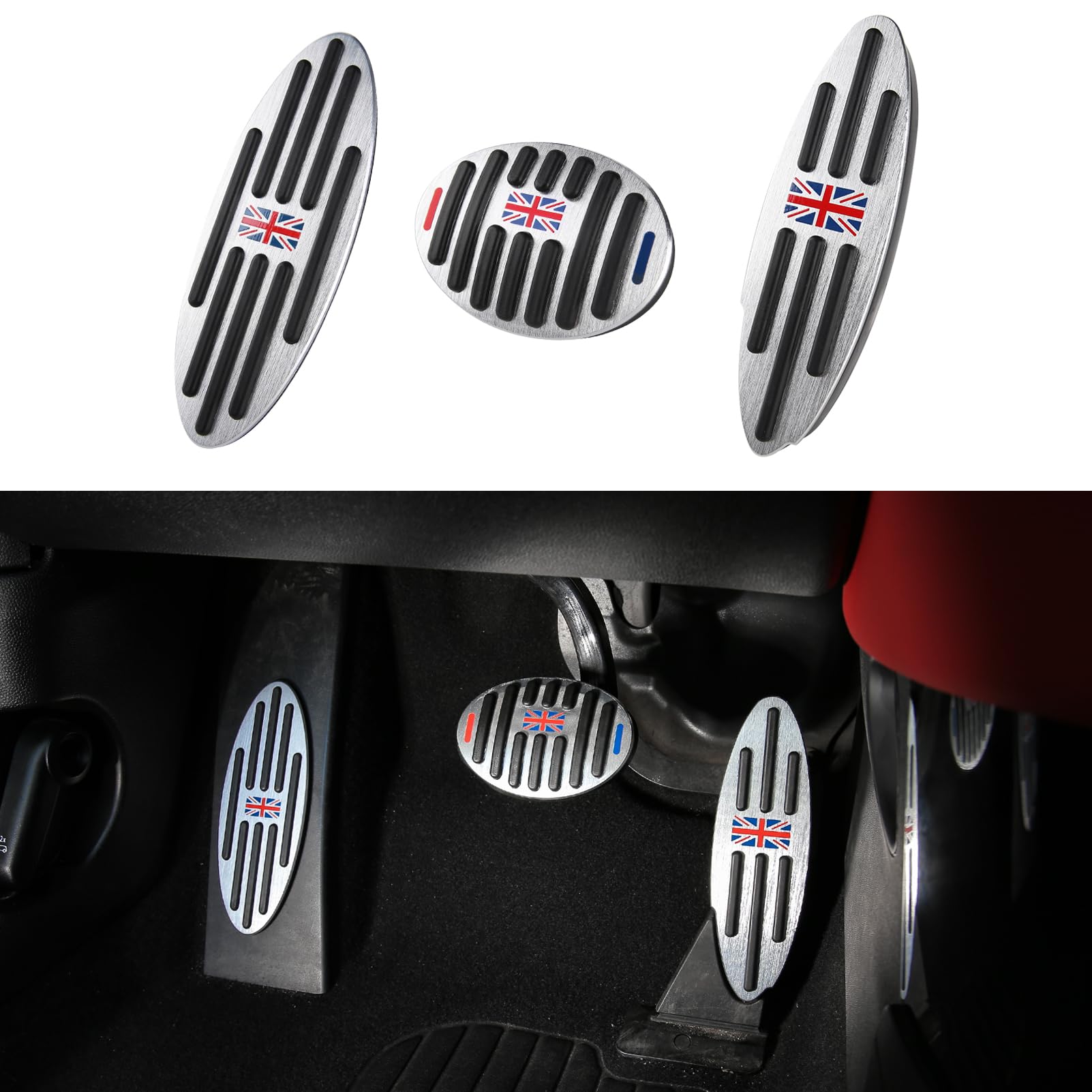 ANFOKAS for MINI Cooper Accessories Foot Pedal Cover -Red Flag Style