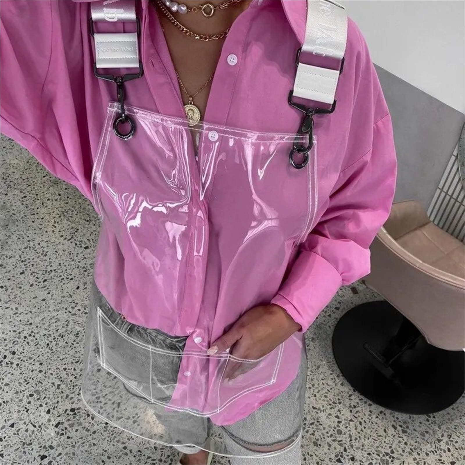 Delantal transparente Delantal Popular impermeable de TPU for peluquero, corte pelo, pintura antiincrustante a prueba aceite, ropa trabajo for hombres y mujeres, delantal cocina