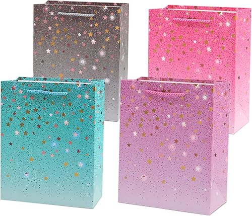 UONOCEH Bolsa de regalo resistente de cartón ligero de 7 x 4 x 9 pulgadas, bolsas de papel reciclables, bolsas de compras, bolsas de regalo de