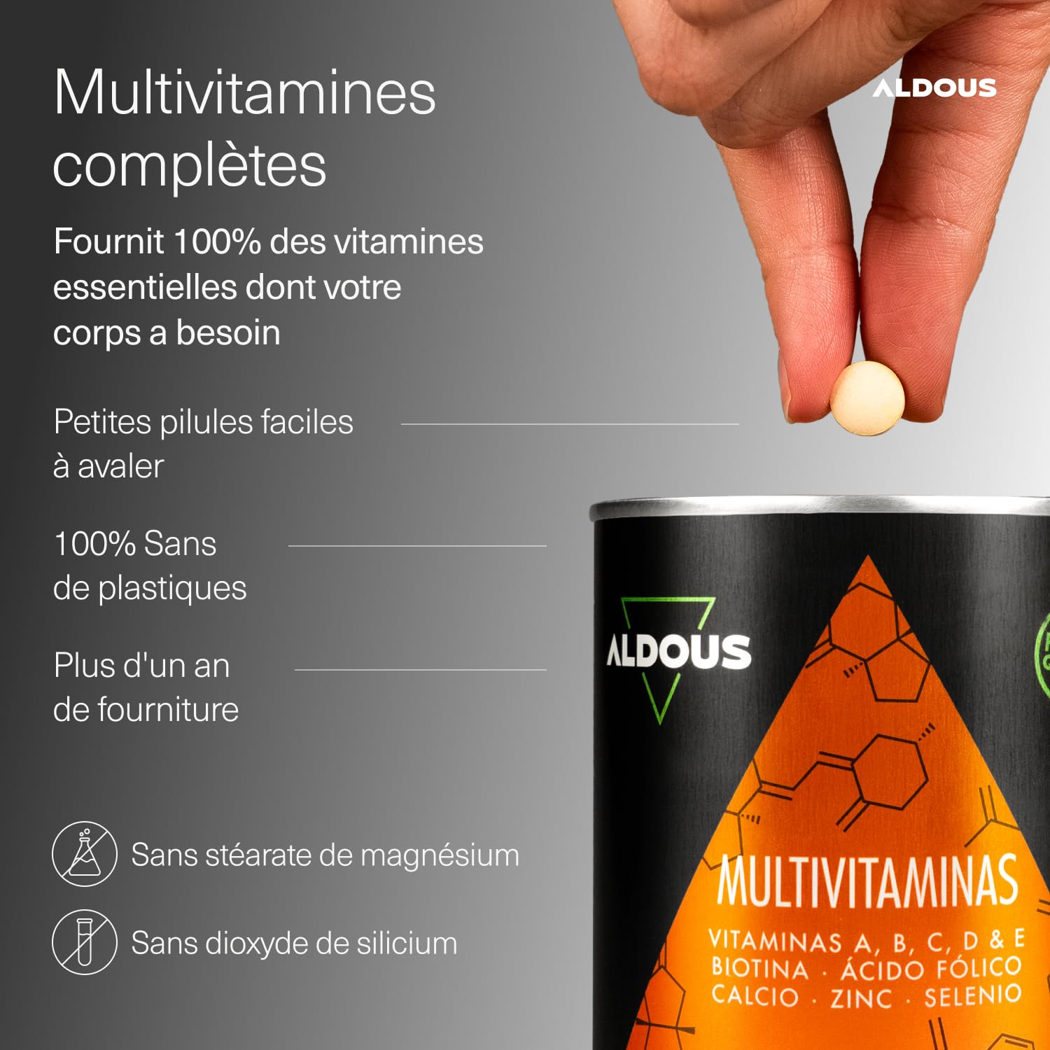 Vitamines, Minéraux et Compléments - 500 Comprimés + 1 an - Avec Vitamine C | Vitamines D, E, A, B, Biotine, Acide Folique, Calcium, Zinc, Sélénium - Immunité, Fatigue, Cheveux - Complement alimentaire