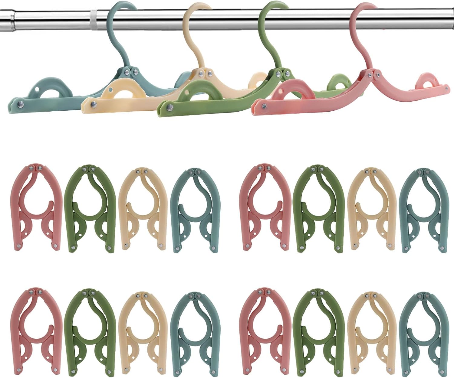 20 Pack Portable Travel Hanger, Colorful