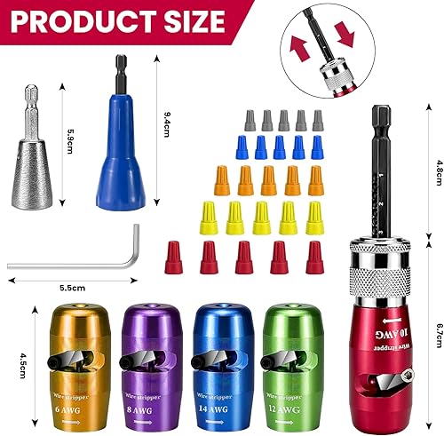 Miniatura 2 de Pelacables para taladro, pelacables eléctricos 2025, herramientas 68101214 AWG con tornador de alambre eléctrico y tuerca de alambre eléctrico,