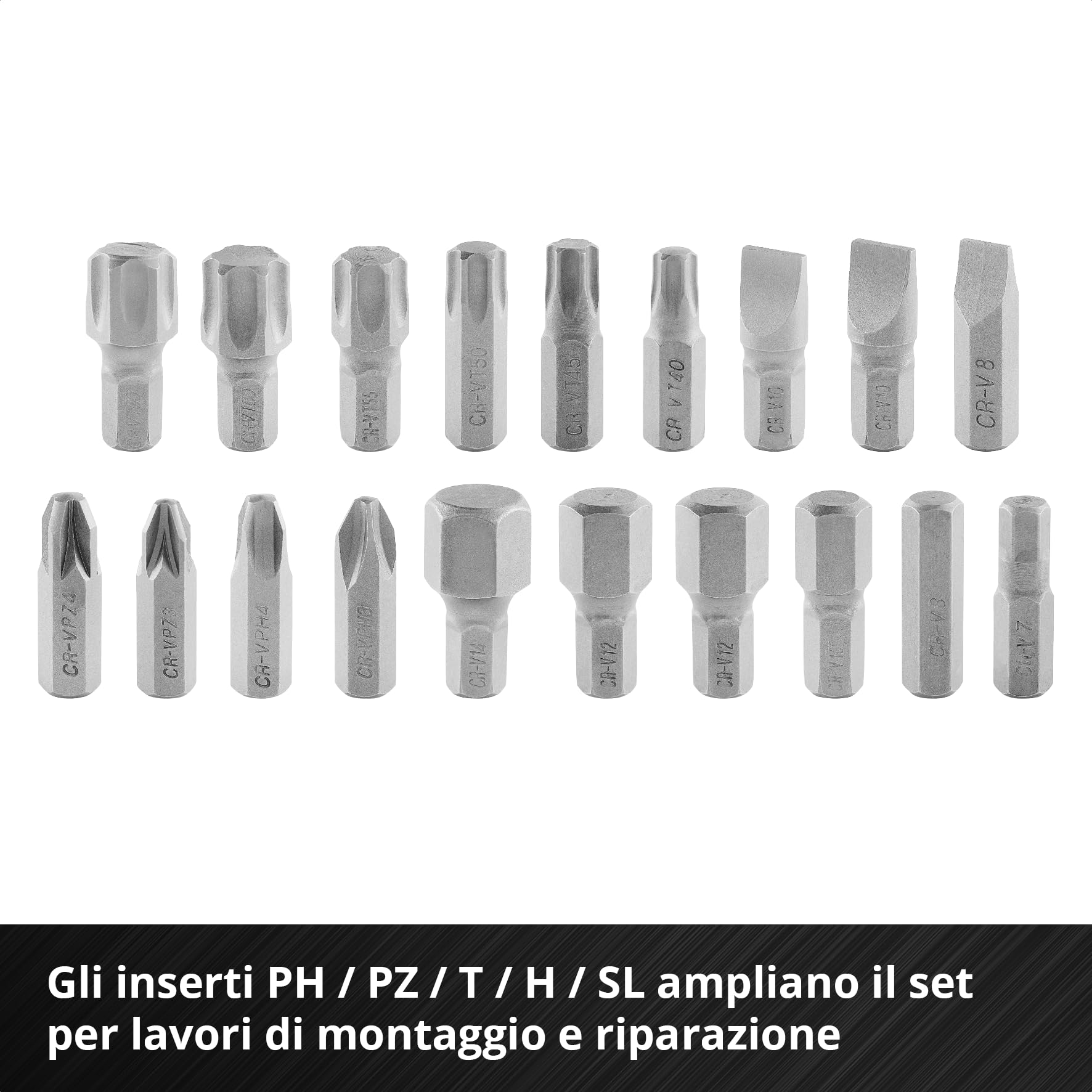 Einhell 110 pezzi set di bussole e cricchetto | Set di bussole | cricchetti | assortimento di inserti | impugnatura per cacciavite | chiavi esagonali | valigetta inclusa