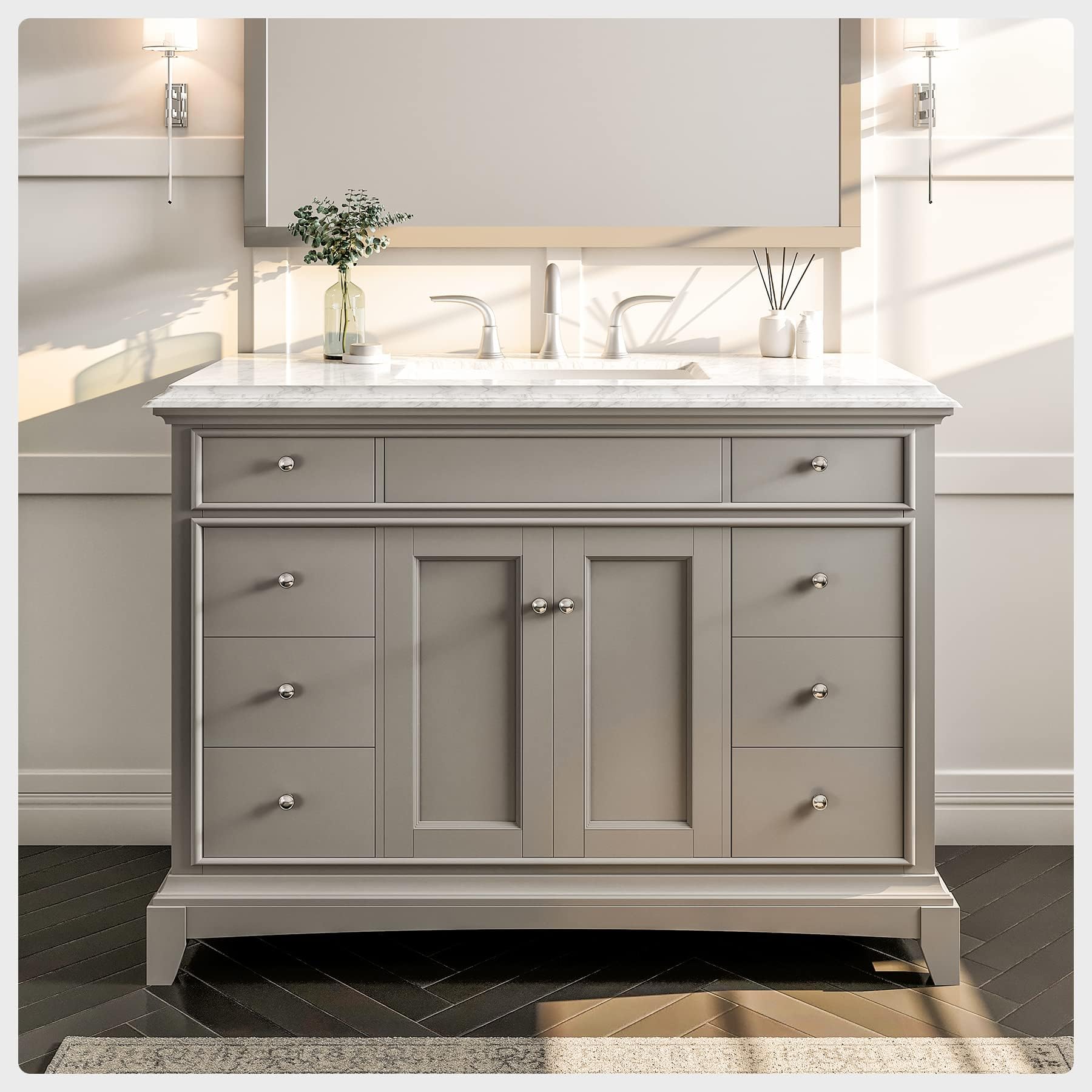 Amazon.com: Eviva Modern Freestanding Bathroom Vanities - Solid Wood ...