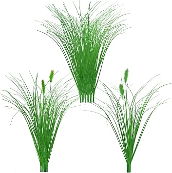 Artificial Grass Plants Faux Green Plants Plastic Onion Grass Greenery Weed Fake Leafy Wheat Fake Cattail Reed Grass Shrubs Decorations Outdoor Indoor Garden Office Home Decor
