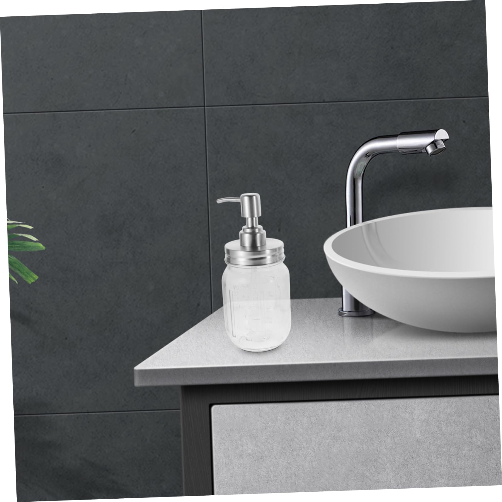 Zerodeko Badezimmer Accessoires Satz mit Wattestäbchenbehälter Zahnbürstenhalter und Seifenspender aus Glas Abs und Edelstahl für Geordnete Aufbewahrung im Bad | Seifenspender mit Schaumfunktion, Zahnbürstenhalter und 3 Vorratsgläser, Tragbar für Bad