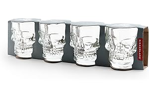 Kikkerland Skull Shot Glasses: 4-Pack Spooky Halloween Fun