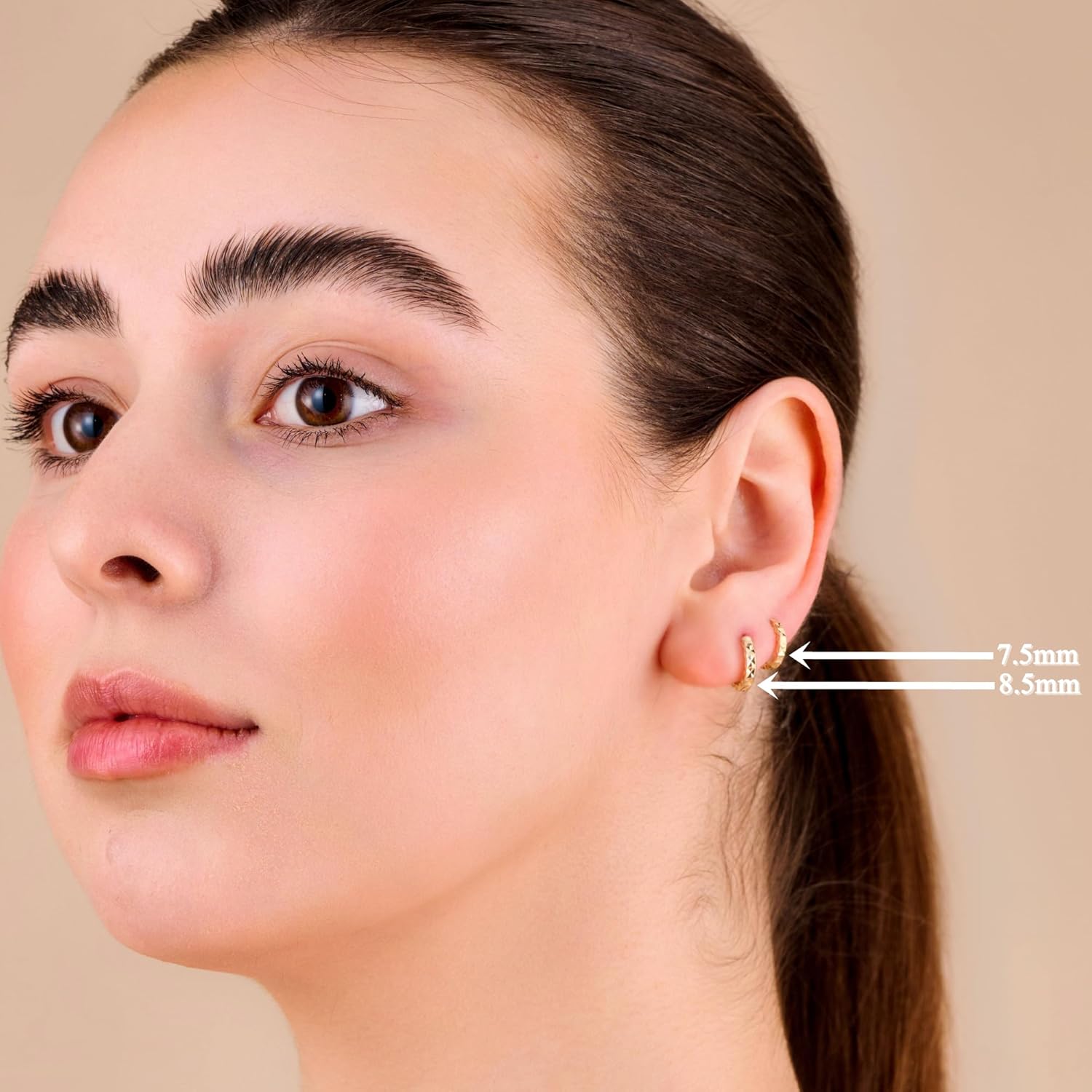 10K Solid Gold Dainty Huggie Hoop Earrings, Diamond Cut Real Gold Hoop Earrings, Small Huggie Hoops - Serena Sparkles