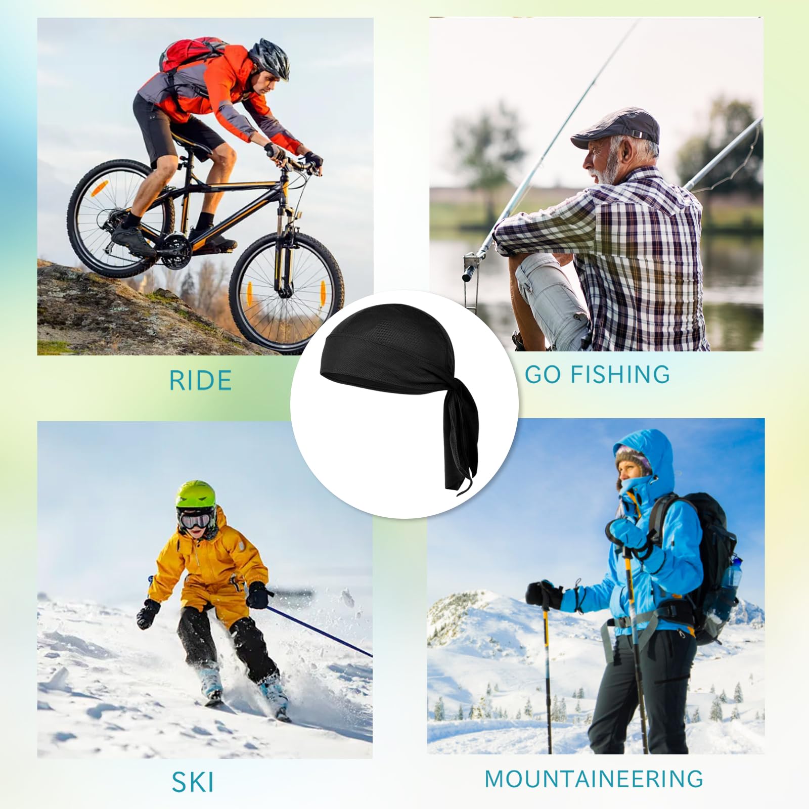 FUIPVGI Bandana para Hombre, 3 Unidades, Gorro de Calavera Transpirable de Secado Rápido, Protección UV para Ciclismo y Deportes, Estilo Pirata