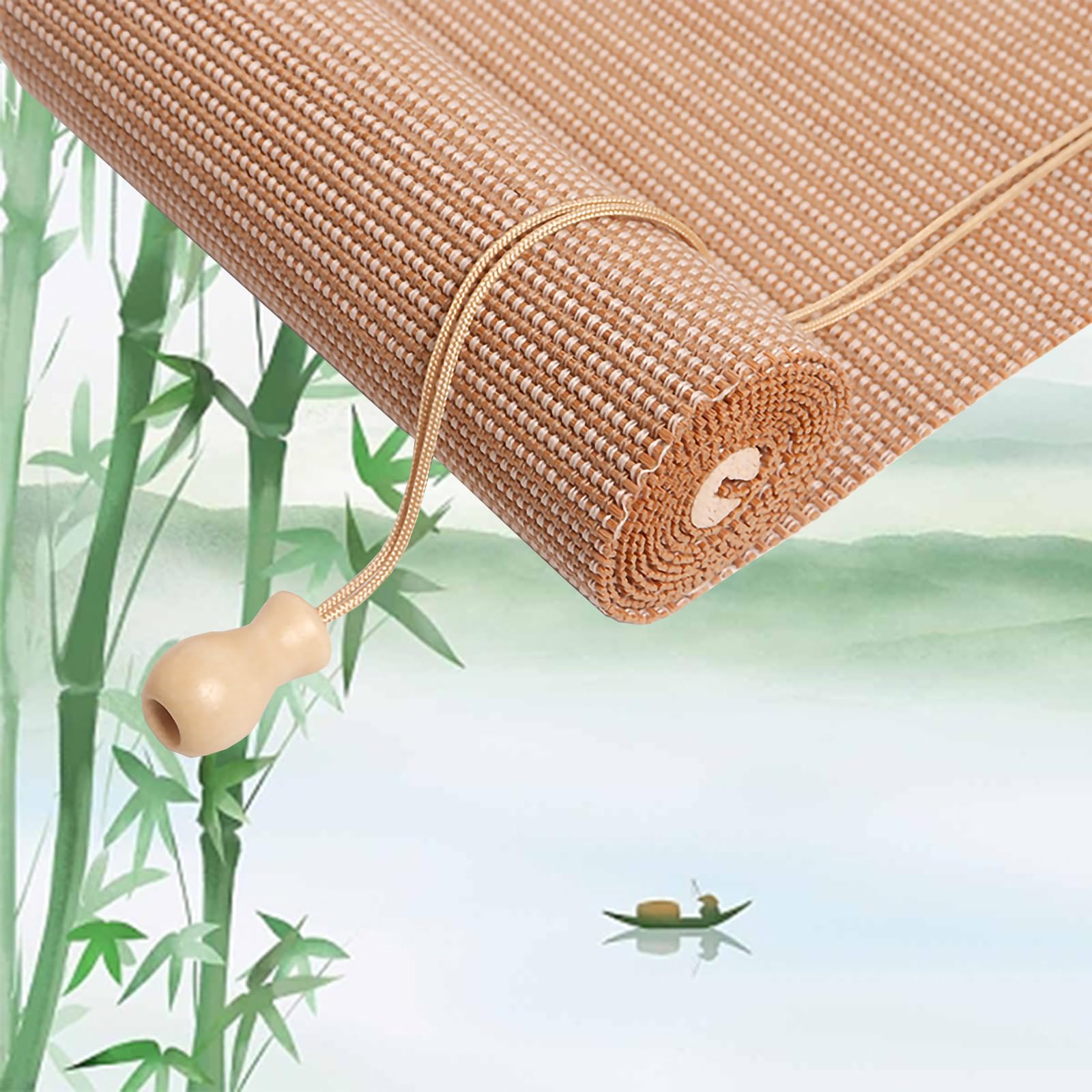 JFOZDM Bamboo Blinds, Bamboo Roller Blinds, Bamboo Blinds for Windows, Bamboo Shades for Windows, Custom Size, Bamboo Blinds for Indoor, Courtyard Garden, Balcony, Terrace, Outdoor Places